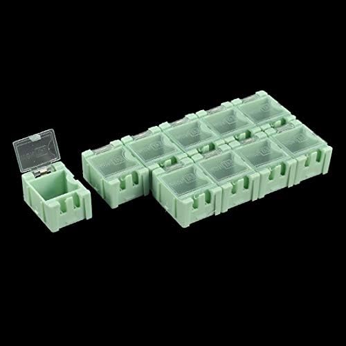 Novo LON0167 10 PCs Green Clear Green Electronic Electronic Clip Organizer Box Holder Container (10 Stücke Licht Grün Kunststoff