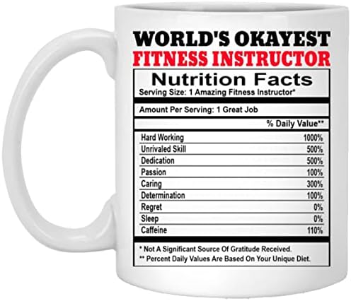 Subin Shop World O Okest Fitness Instrutor Nutrition Facts Coffee Caneca, Instrutor de Fitness Funny Caneca, presente