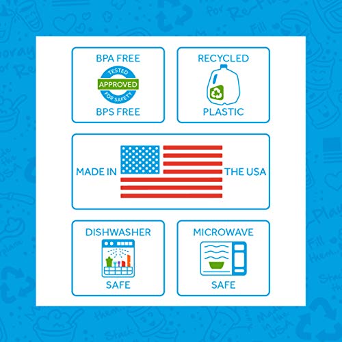 Reproduzir feitos nos EUA 8pk Criança de utensílios de alimentação de alimentação e conjunto de garfo, feitos de jarros de leite reciclados e ecológicos livres de BPA, praticamente indestrutíveis, lava -louças seguros, azul marinho azul