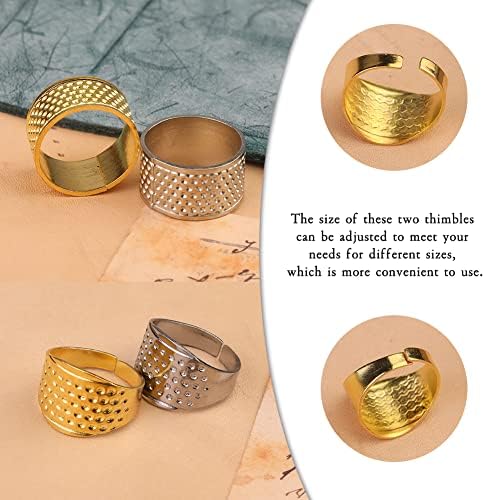 10pcs Costura de costura de trabalho anel de metal ajustável anel de escudo de metal, protetores de dedos de moeda de