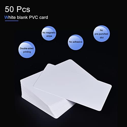 Meccanixity Blank PVC Cards para impressoras de ID Ind Badge, Graphics Quality White Plastic Cr80 10 mil Pacote de 50