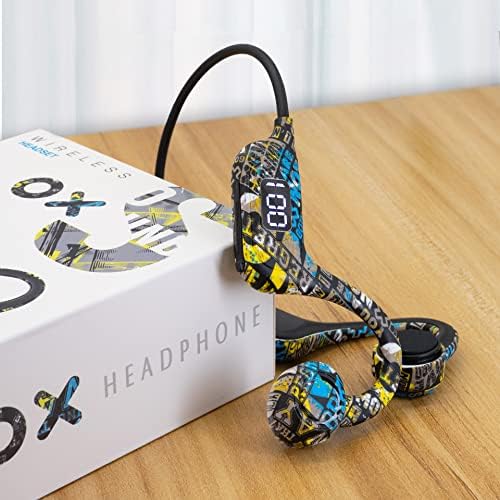 Aijohnny Bone Conduction Headphones Bluetooth 5.3, fones de ouvido sem fio pescoço de orelha aberta pendurado em fones de