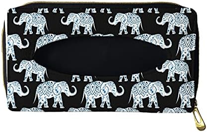 Keiahuan Fashion Car Tissue Titcher, Boho Style Elephant Cars Visor Tissue Solter, porta -voz do carro de carro, caixa de papel de papel de couro PU com zíper com zíper