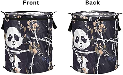 Floral Panda Pop Up Up Laundry Horty com tampa dobrável cesto de armazenamento Bolsa de roupa dobrável para dormitório