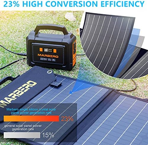 Marbero Gerador Solar de 150w Po pico portátil Power Power 150Wh com painel solar de 100W incluído com DC, AC, USB A, USB