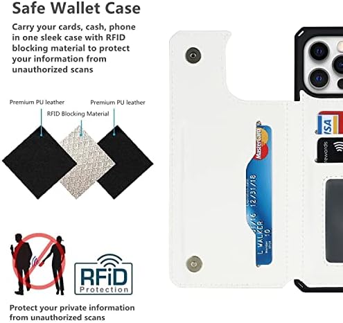 Capa de telefone do iCovercase para iPhone 12 Pro Max Case com porta -cartão, iPhone 12 Pro Max Wallet Case para mulheres