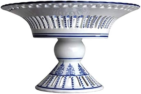 Placa de frutas de cerâmica azul e branca GPPZM, novo design minimalista moderno chinês, cesta de frutas de grande capacidade para