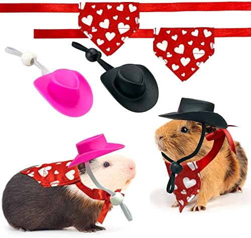 Cooshou 4 PCs Dia dos Namorados da Índia -porco de porco de pegal Bandana Roupa Hamster Captume Figurino Pequeno Animal Rosa
