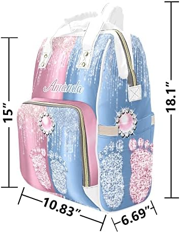 Rosa Blue Foot Print Nursing Baby Bag Bag Sacos com Nome Presentes de ombro personalizados de mochila personalizados Mummy