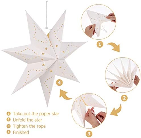 Sewrot Cutout Paper Star abajur para pendurar papel estrela lanterna de Natal Lanterna Lanterna Decorativa Pentagrama Branco Pentagro