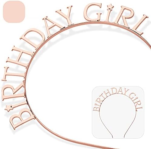 Correre aniversariante tiara tiara, capacete de aniversario em ouro rosa, acessórios de cabelo de festa para meninas e mulheres,