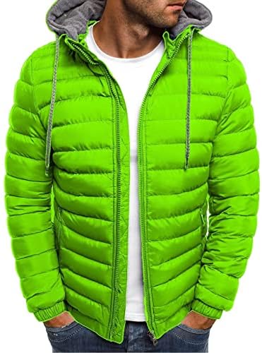 Jaqueta masculino de inverno jaqueta casual colorida com zíper de capuz de bolso de algodão de algodão de algodão conforto de