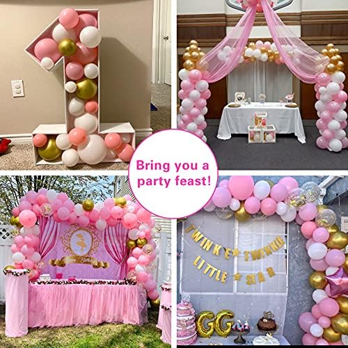 Rubfac 192pcs kit de guirlanda de balão rosa, ouro branco rosa claro e balões de confetes dourados para festa de aniversário, graduação