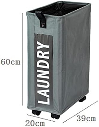 Cesta de lavanderia eeqemg dobrável com rodas de canto múltiplo de canto fino cesto de roupa suja de roupas de armazenamento