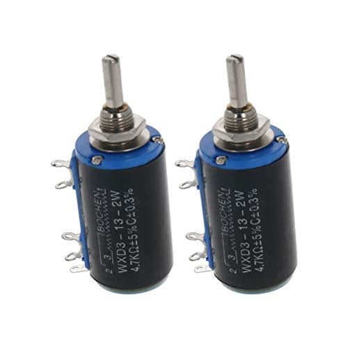 Bettomshin 4,7k ohm resistores ajustáveis ​​Wire Ferida multi-giro potenciômetro de precisão Potes com botões Black-Blue WXD3-13