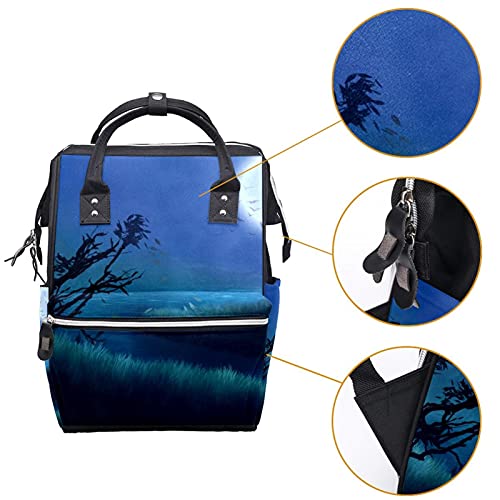 Fantasy Background Image Lua Trees de fraldas Bolsas de fraldas Modinha mochila Mochila de grande capacidade Bolsa de