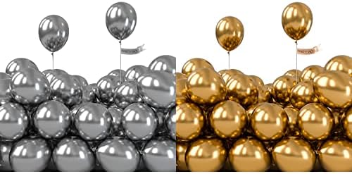 Bundle - balões prateados metálicos e balões de ouro metálico 50 pcs 5 polegadas