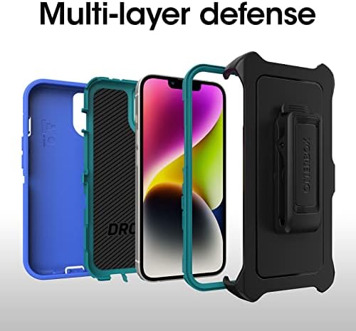 OtterBox iPhone 14 Plus Defender Series Case - Check Check, robusta e durável, com proteção contra a porta, inclui clipe
