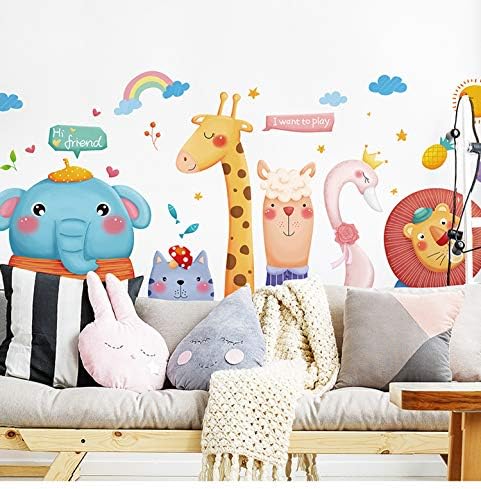 Animal adesivo de parede desenho animado crianças DIY Art Decal