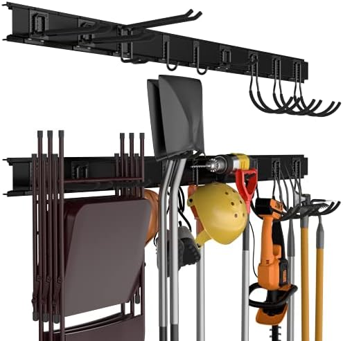 Incly Garage Tool Storage Rack, 12 PCs Organizador de ferramentas de jardim do jardim Montagem de parede, sistema de organização