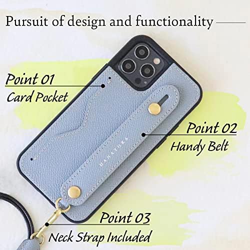 Hanatora] iPhone12 Pro Max Case Caso de couro com esteira com relevo em couro com uma mão de carteira de operação de uma mão-Mulheres