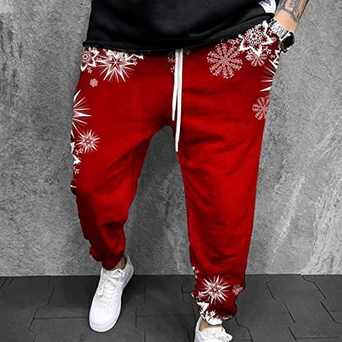 Calça de moletom para homens de moda casual calça de moletom de natal 3d calça elástica impressa longa calça