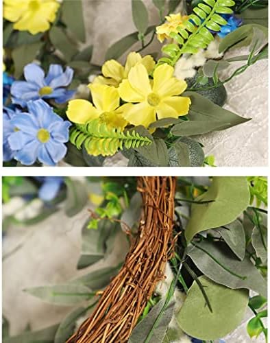 Grinalda de primavera de zsedp para porta de flores artificiais da porta da frente para decoração da fazenda Decoração