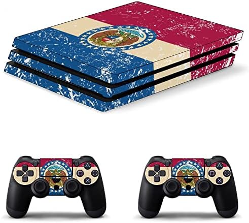 Missouri State Flag Funny Skin Skin Protector Full Print Slim Capas para PS-4 Slim/PS-4 Pro Console & 2 Controller