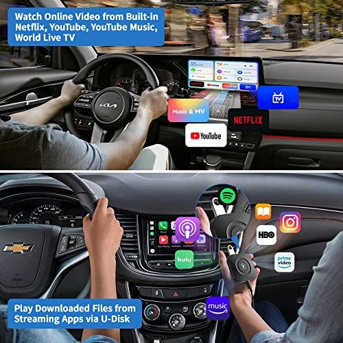 Adaptador de CarPlay sem fio com Netflix e YouTube, Lamvose 2023 A caixa Magic Box CarPlay Multimedia AI Box para carro CarPlay