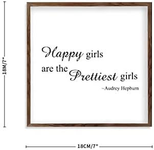 Sinal de madeira com citações Happy Girls são as meninas mais bonitas de madeira de madeira Farmhouse Family Wall Art