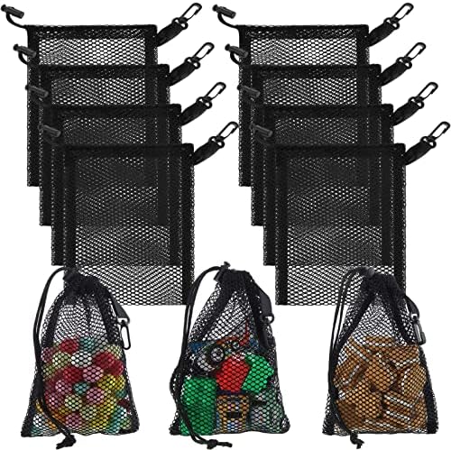 8 peças Mesh preto Sacos de cordão com clipes pequenos bolsas de malha de armazenamento de nylon bolsa de lava -louças para lava