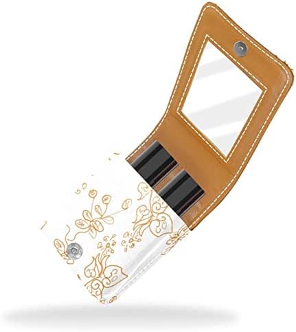 Caixa de batom Oryuekan com espelho bolsa de maquiagem portátil fofa, bolsa cosmética, pastoreable wildflower vintage laranja queda