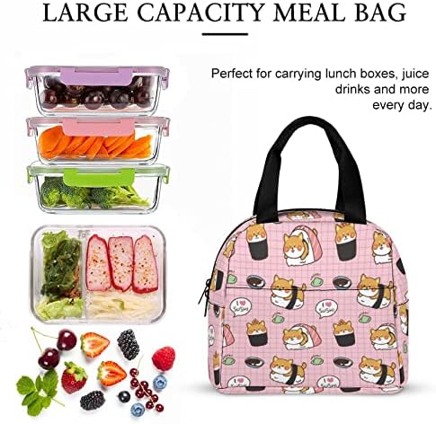 Lancheira de sushi animal de desenho animado para homens, bolsa de refeições isoladas, bolsa de almoço para o trabalho ao ar livre