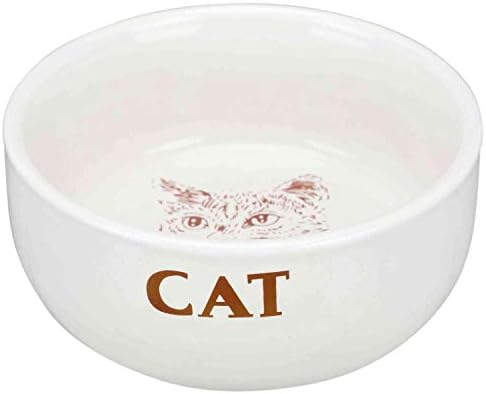 Tigela de gato de cerâmica Trixie com motivo, 0,3 litro, branco