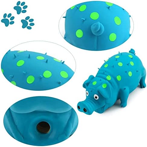 Brinquedos de cão de porco chiados de chiados, látex azul que grunhem porco de cachorro, alívio da ansiedade para cachorros de cachorro,