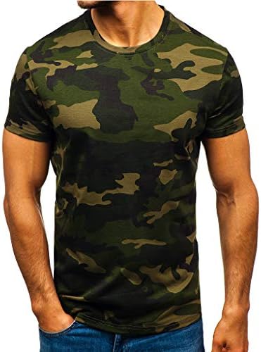 Camuflagem de camuflagem masculina t-shirt tops camisa de manga de lapela de moda casual