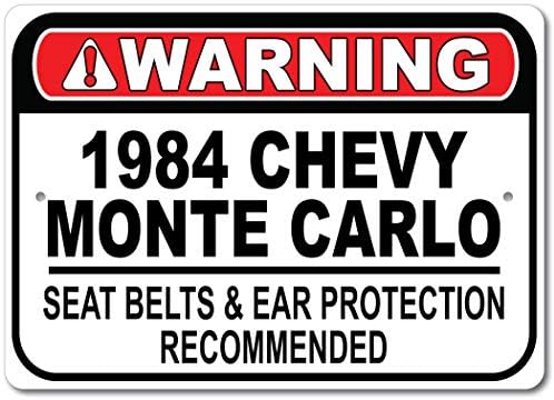 1984 84 Chevy Monte Carlo Seat Belt Recomendado Sinal rápido do carro, sinal de garagem de metal, decoração de parede,