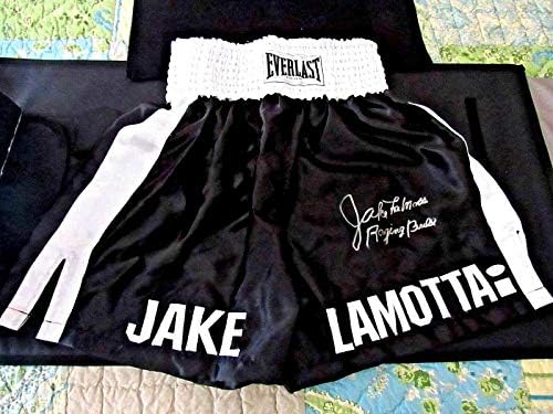 Jake Lamotta Raging Bull Boxing Champion Hof assinado Auto Everlast Trunks JSA - Roupas de boxe autografadas e troncos