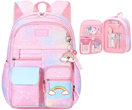Mochila Rainbow Backpack para meninas, mochilas de laptop escolar de grande capacidade