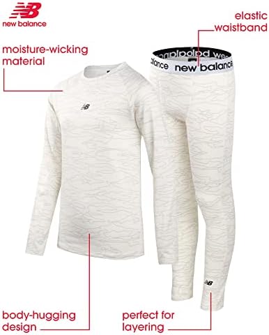 Conjunto de roupas de roupas de desempenho de New Balance Boys - camiseta base de manga comprida e calças justas