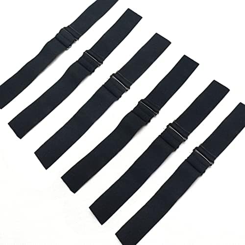 Bluple 6pcs elásticos ajustáveis ​​para perucas, faixas elásticas pretas de 1,2 polegada com tiras ajustáveis ​​costurando para fazer perucas/fechamento de renda