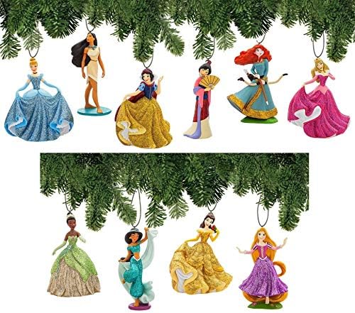 Disney Princess Ornament Set Deluxe 10 peças Polivinil Cloreto de Natal Ornamentos de férias de férias