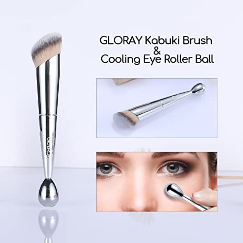 Brush de fundação e rolo de resfriamento para os olhos Gloray Gloray Double-dend de extremidade angular Brush de rosto com rolo