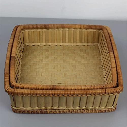 MJWDP 2PCS/Set Breat Square Storage Basket Basket Handmade Tecking Products Rattan Fruit Basket Dustpan
