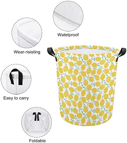 Padrão de frutas de verão de cesta de lavanderia de Foduoduo com pontos de listras de linhas de lêmures e cesto de roupa de