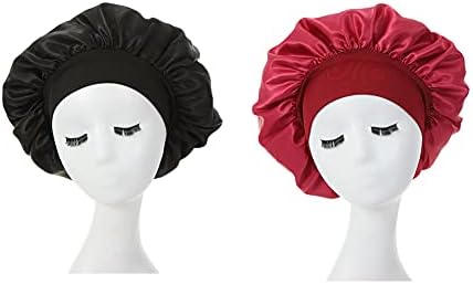 Uuyyyeo 2 pcs banda larga de cetim boné bonnet bonnet noturno sleep sleep sleeping tampa da cabeça para mulheres