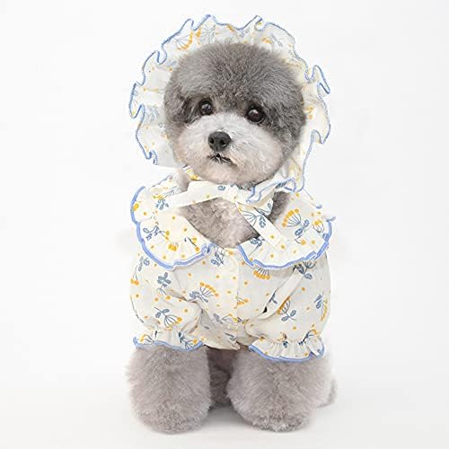 Pijama de cachorro de Leowow camisas de padrão floral de algodão com chapéu de cachorro para cães pequenos gatos gatos elegantes