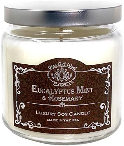 Way Out Candles - velas de aromaterapia para casa Jarra grande 18 onças - 65 horas mais de longa duração e perfumado Eucalyptus Óleos essenciais Candle de soja perfumada - All Natural - feita à mão nos EUA