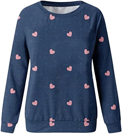 Sorto Balakie Sweatshirt for Women Lowneck Sweetshirts Casual Love Heart Graphic Tops de manga longa Pullover do Dia