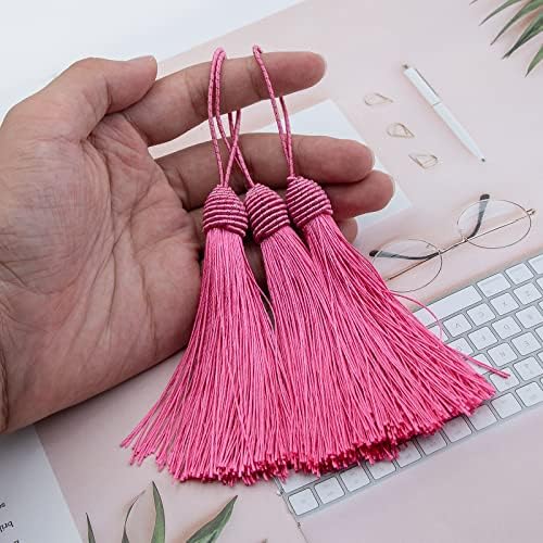 Tamels Vapker Bookmark 20pcs 15cm/6 polegadas Tástels rosa quente com abacaxi costura de cabeceira Tástels de fio